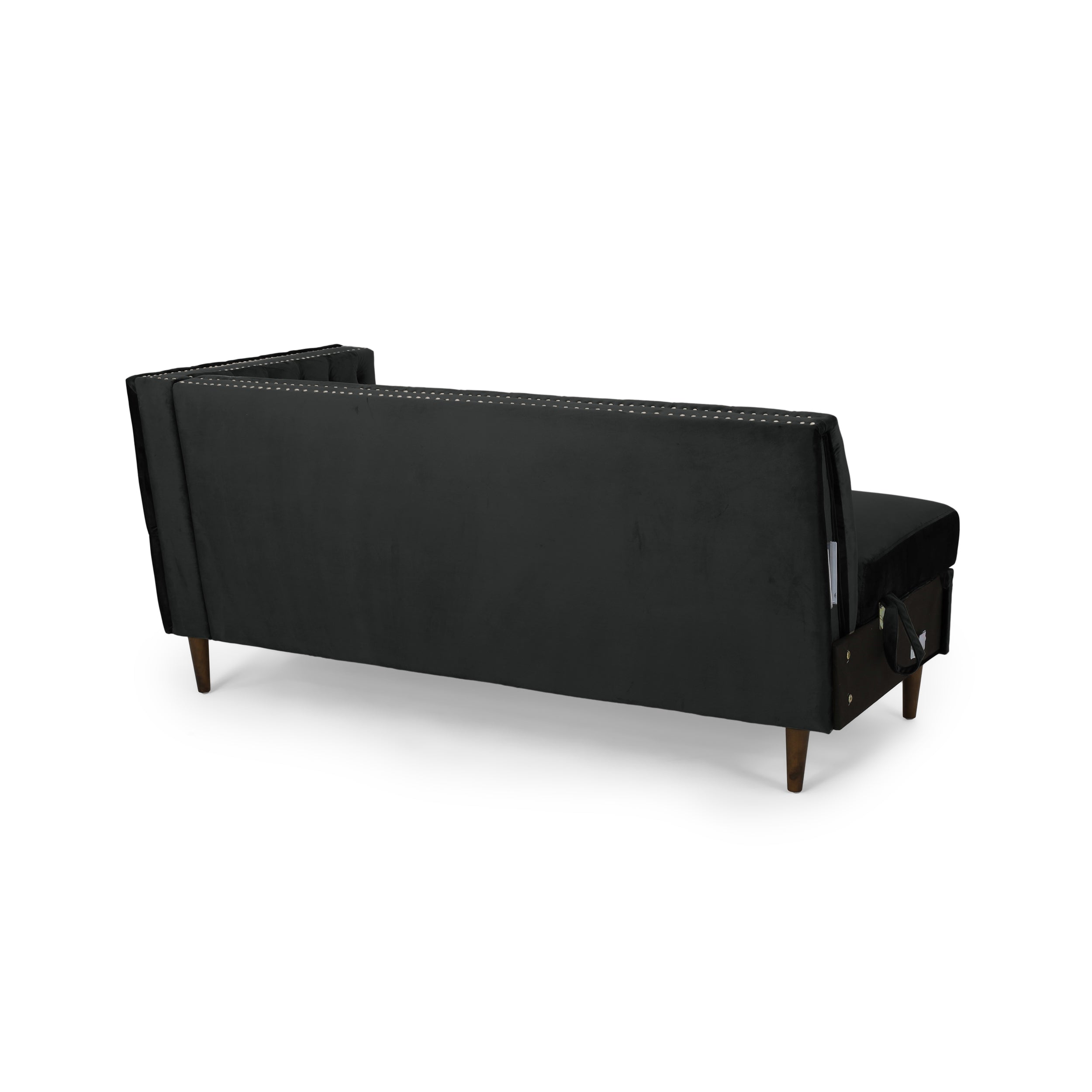 Jephthah Contemporary Tufted Velvet Sectional Sofa with Storage Chaise Lounge