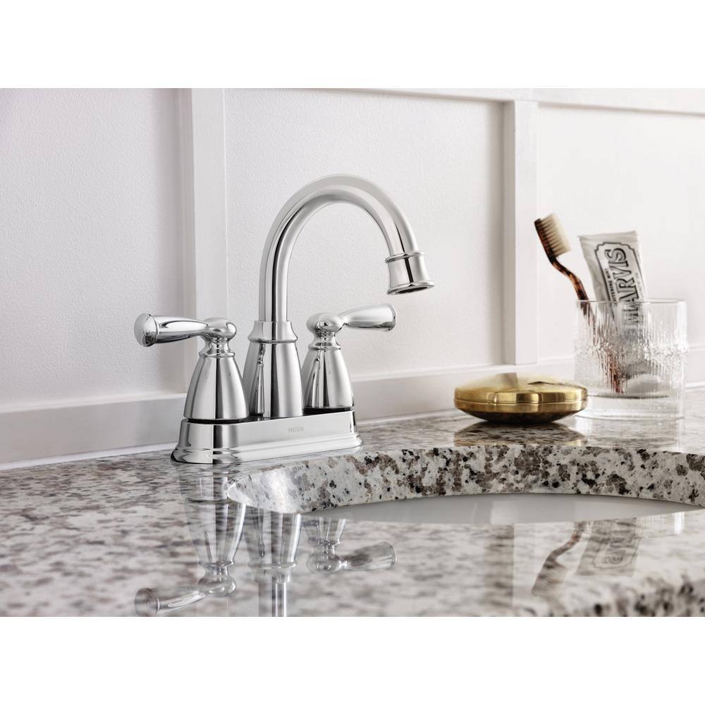 MOEN Banbury 1-Spray Tub and Shower Faucet (Valve Included) with 4 in Centerset 2-Handle Bath Faucet in Chrome T82910-84943