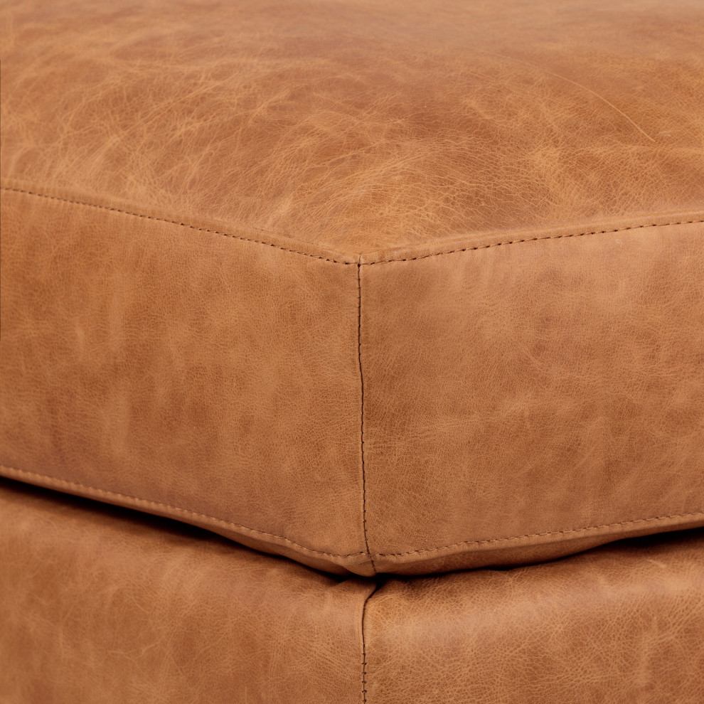 Poly and Bark Mateo Leather Ottoman   Midcentury   Footstools And Ottomans   by Edgemod Furniture  Houzz