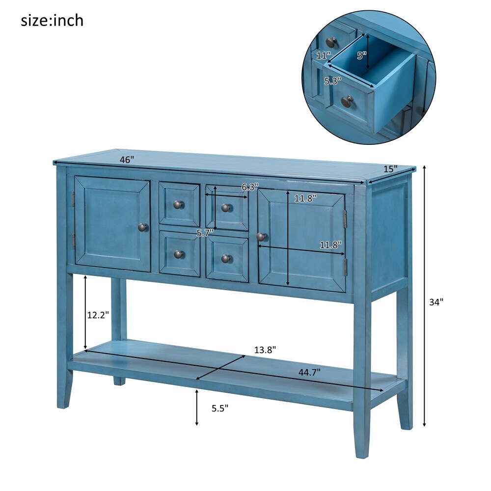 Buffet Sideboard Wood Console Table with Bottom Shelf