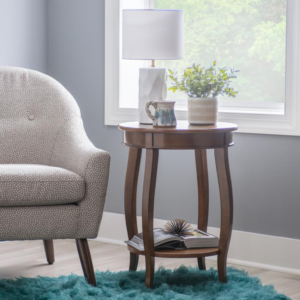 Hazelnut Round Table with shelf   Transitional   Side Tables And End Tables   by Buildcom  Houzz