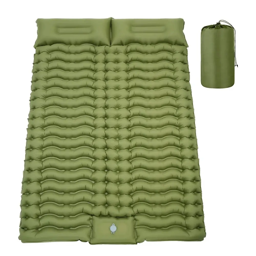 Camping Sleeping Pad Double Self Inflating Camping Pad Outdoor Sleeping Mat Camping Mattress With Pillow  For Backpacking Hiking