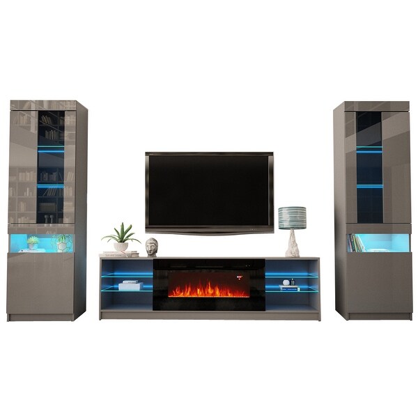 Boston 01 Electric Fireplace Modern Wall Unit Entertainment Center