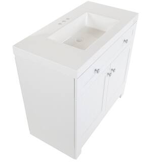 Glacier Bay Everdean 36.5 in. W x 18.8 in. D x 34.4 in. H Freestanding Bath Vanity in White with White Cultured Marble Top EV36P2-WH