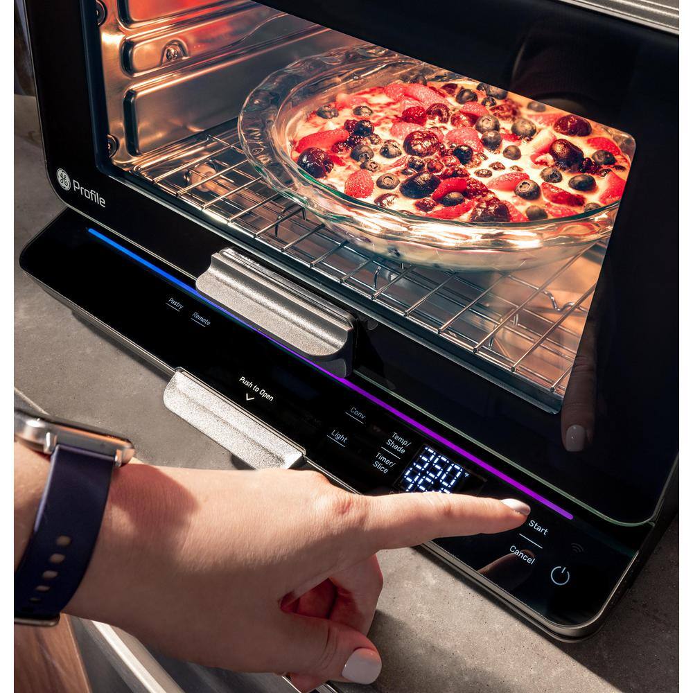 GE Profile 1800 W No Preheat Black Toaster Oven with 11-functions incl Air Fry Bake Broil Toast and pizza WiFi connected P9OIAAS6TBB