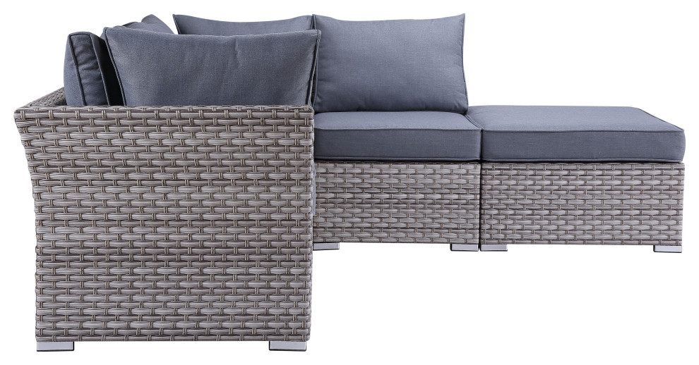 ACME Laurance Patio Sectional  ampCocktail Table in Gray Fabric Finish   Tropical   Outdoor Lounge Sets   by Acme Furniture  Houzz