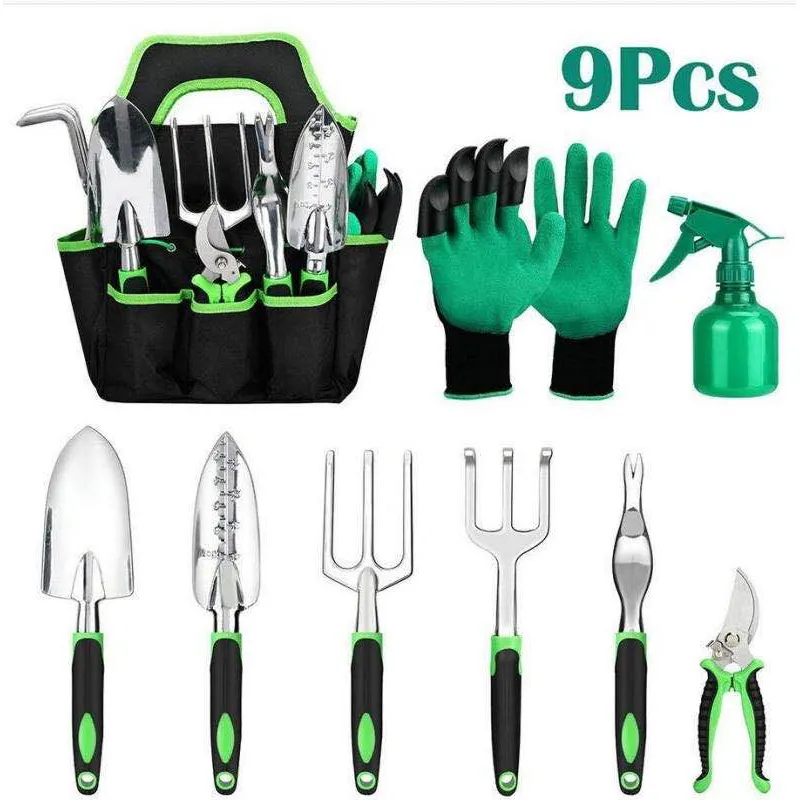 Garden tools 9 pcs set Aluminum alloy set for Weeding  loosening soil  planting