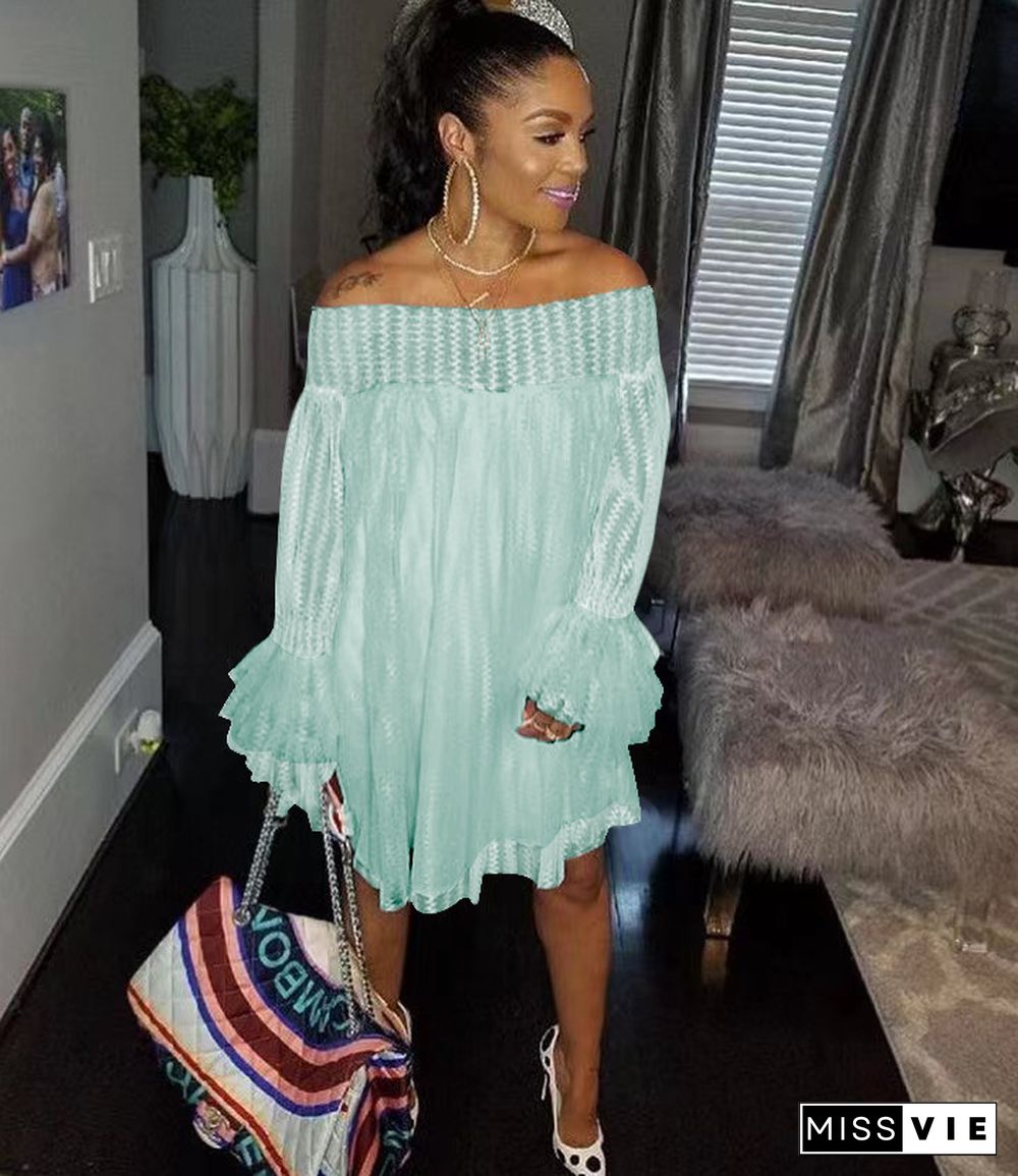 Chic Off Shoulder Long Sleeve Big Swing Loose Dresses