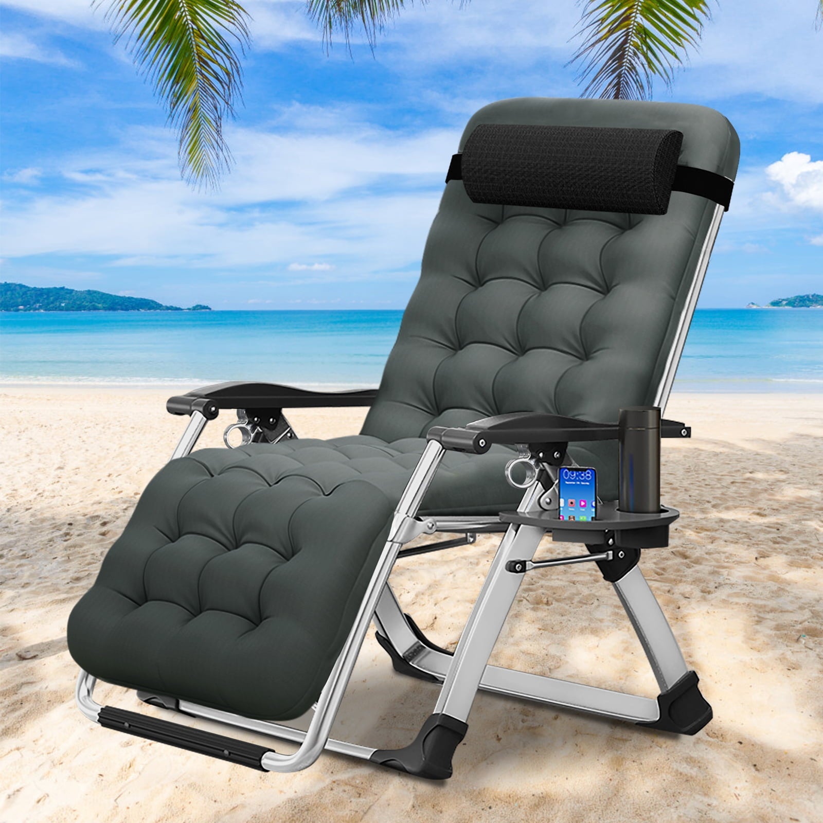 Zero Gravity Chair Camp Reclining Lounge Chairs Outdoor Lounge Patio Chair with Adjustable Pillow