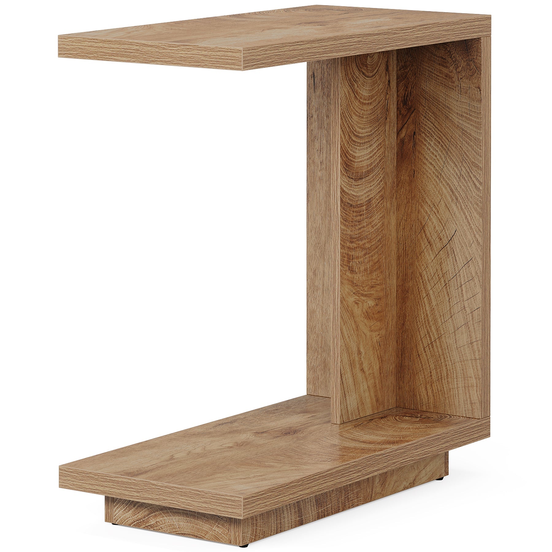 C-Shaped End Table, Wood Side Table Nightstand Bedside Table