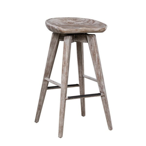 Esme 29 Inch Swivel Barstool with Contour Seat， Wood