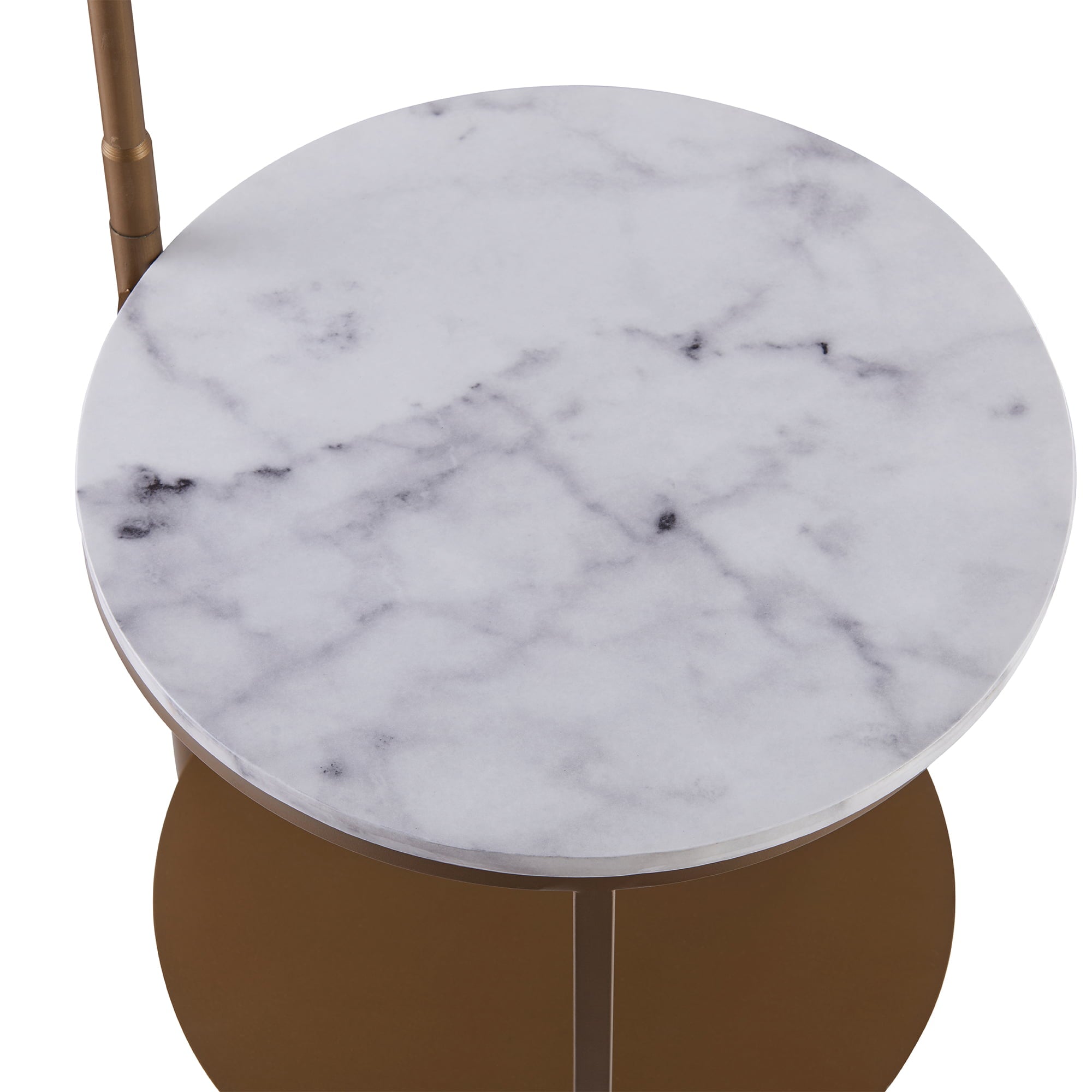 Teamson Home Lilah Floor Lamp with Faux Marble Tray Table and Built-In USB Port, White/Brass