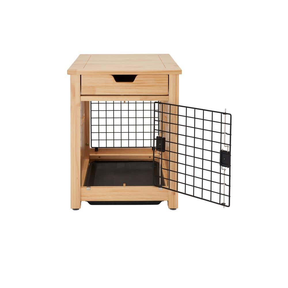 TRINITY 18 in. Pet Crate End Table w/Drawer - Natural TSKLNA-3402