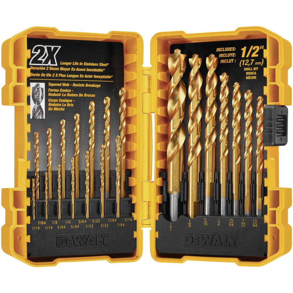 DEWALT 21-Piece Titanium Nitride Coating PP Drill Bit Set ;