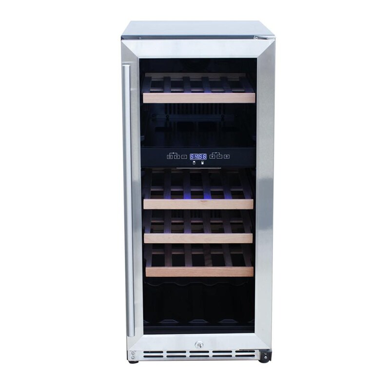 RCS 15-Inch 3.2 Cu. Ft. Outdoor Rated Stainless Steel Wine Cooler with Glass Window