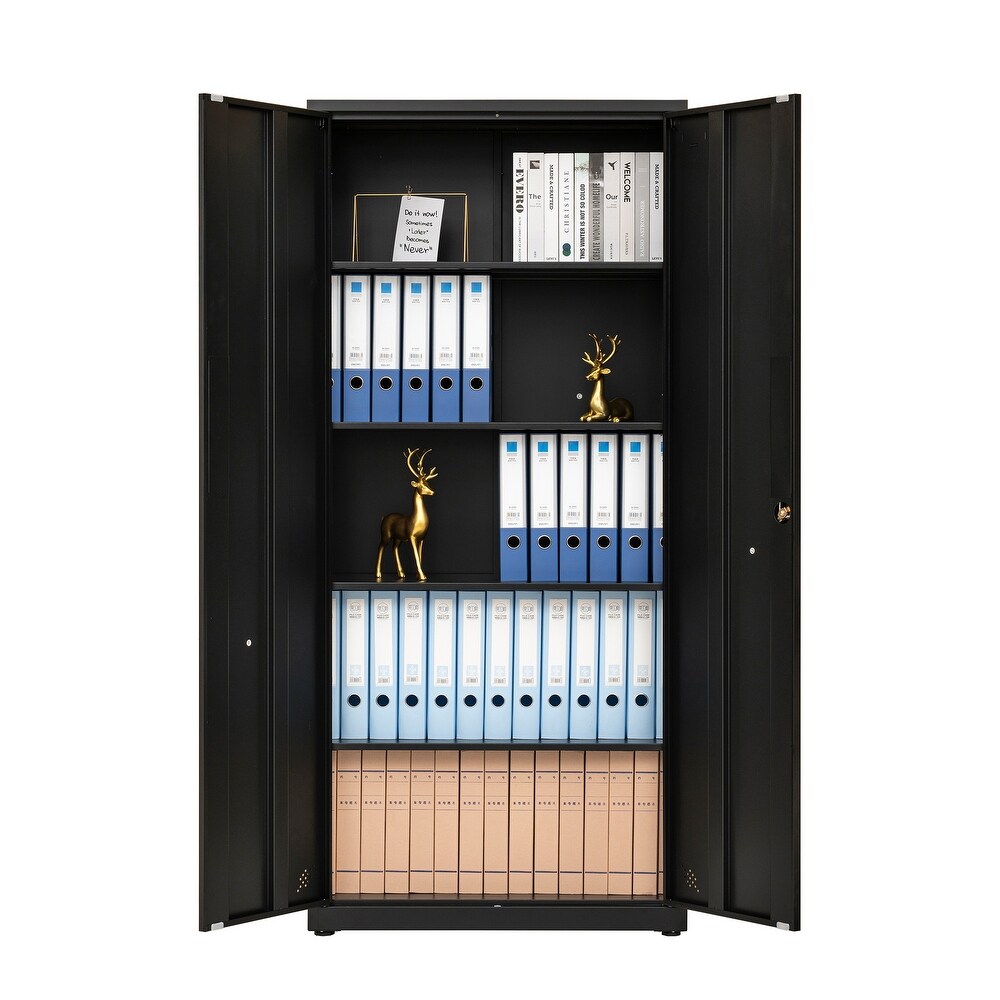 High Storage Cabinet with 2 Doors and 4 Partitions