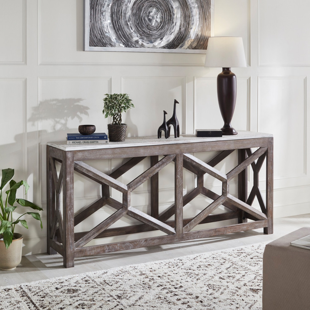 Wire 72 quotSolid Wood Large Console table   Farmhouse   Console Tables   by Oak Idea Corporation  Houzz