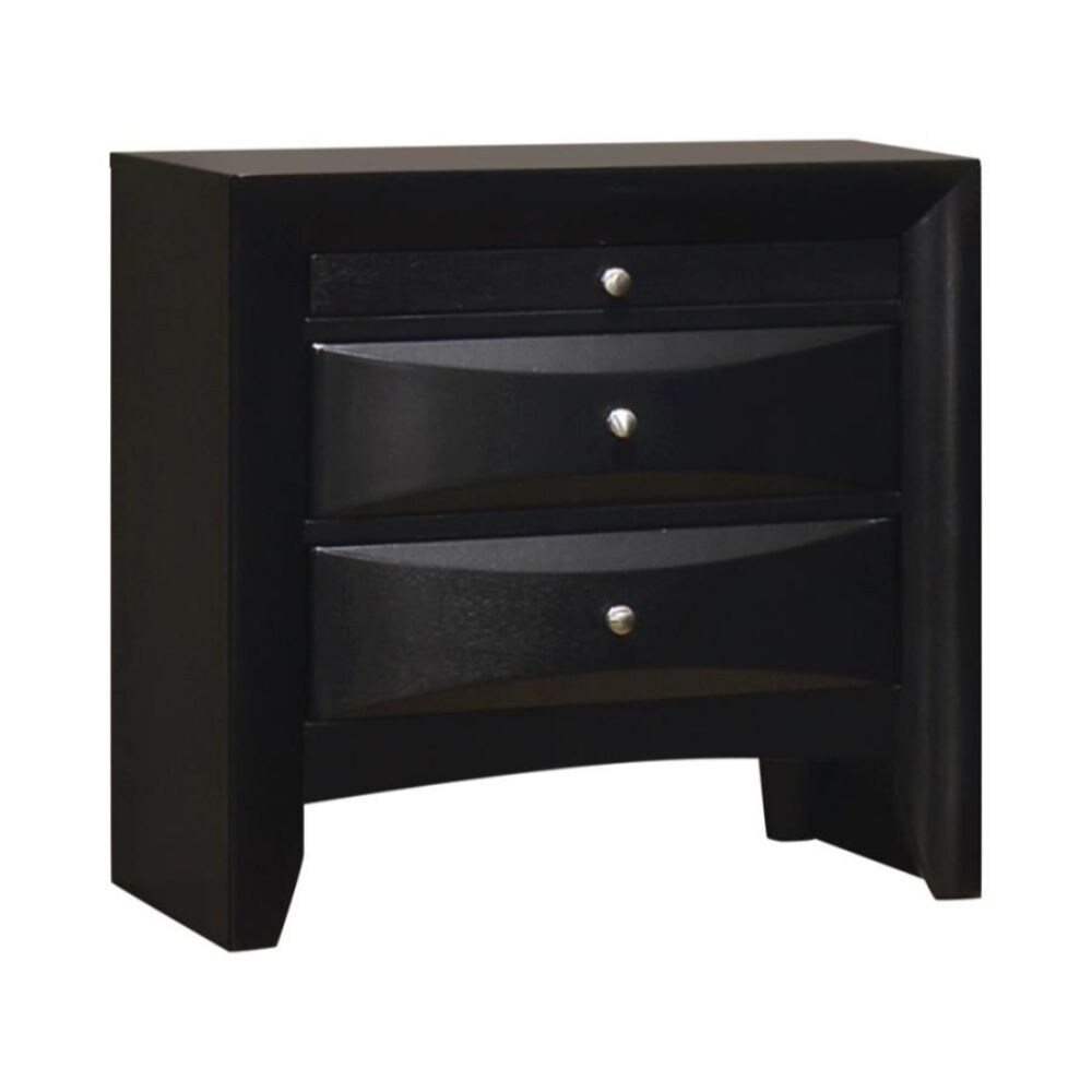 Wood Nightstand with 2 Drawers in Black - - 34981479