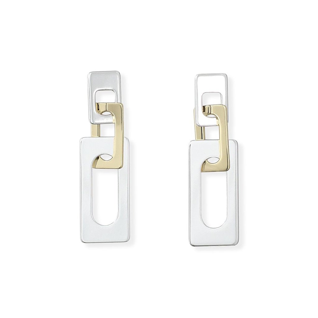 Periwinkle by Barlow  Two-Tone Rectangle Links Earrings