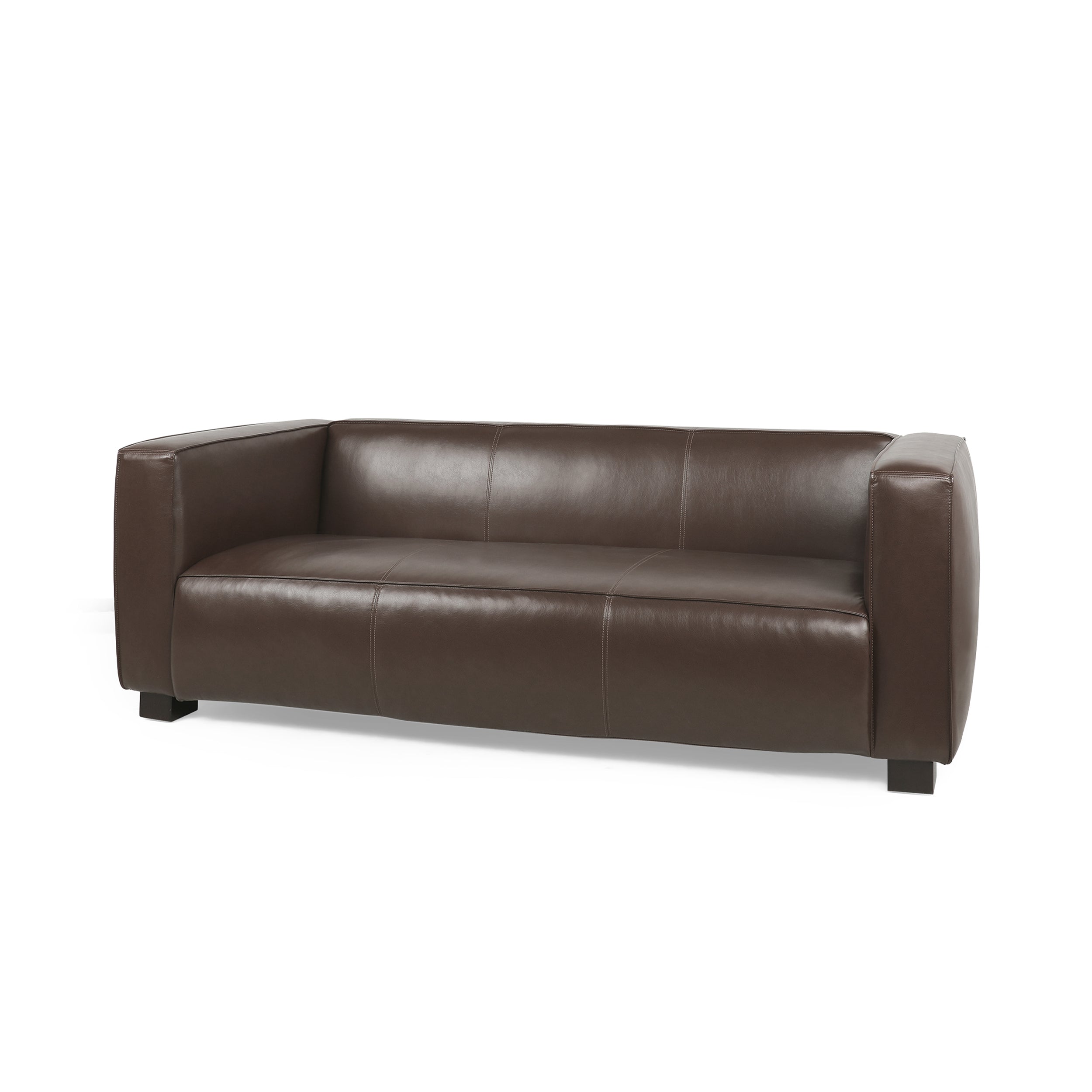 Minkler Contemporary Faux Leather 3 Seater Sofa