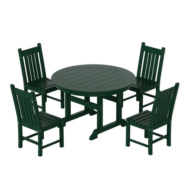 Polytrends Laguna Hdpe All Weather Outdoor Patio Dining Set with Round Table，Armless Chairs (5Piece Set)