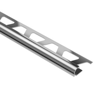 Schluter Systems Rondec Polished Chrome Anodized Aluminum 38 in. x 8 ft. 2-12 in. Metal Bullnose Tile Edging Trim RO100ACG