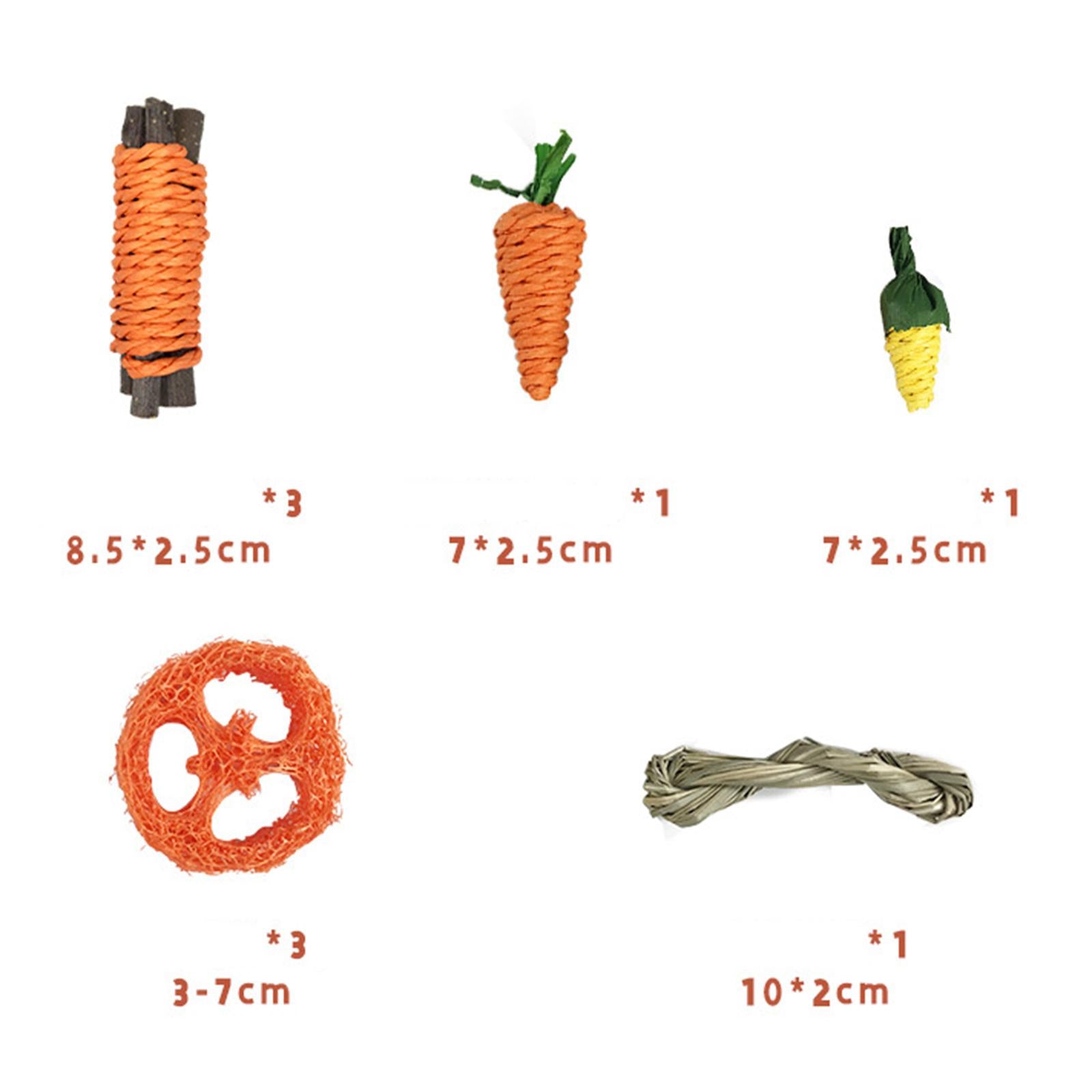 9Pcs Bunny Rabbit Chew Toys Tree Branch Corn Carrot Supplies