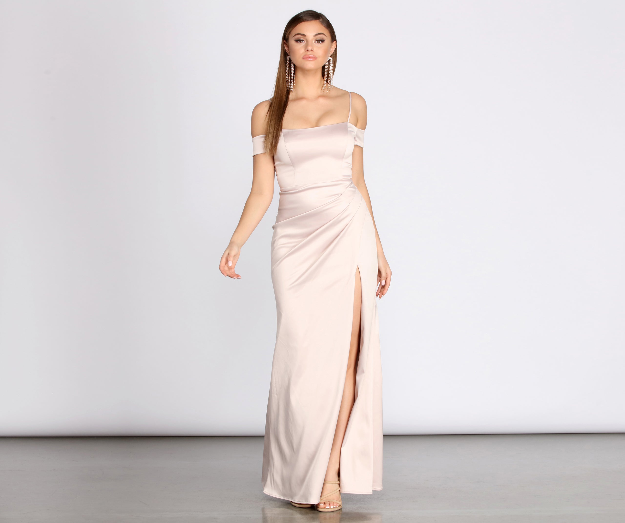 Ava Satin Ruched Wrap Dress