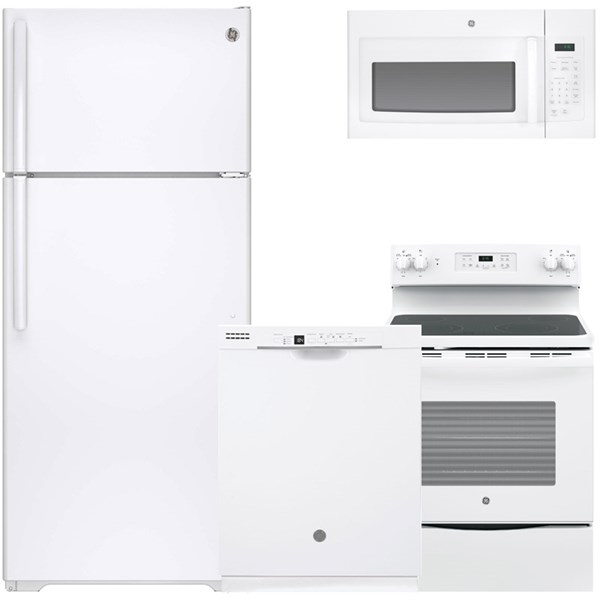 GE White Four Piece Kitchen Suite