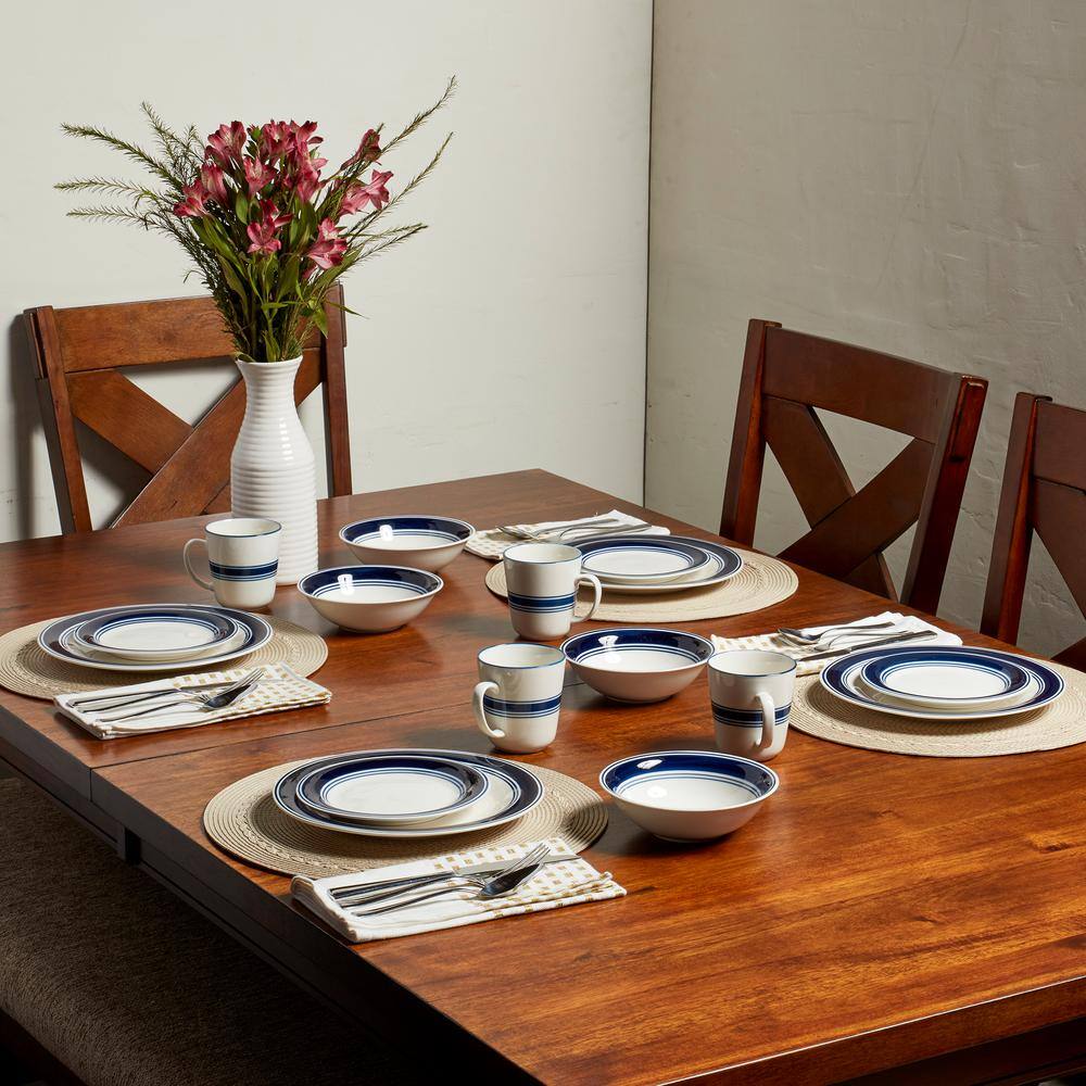 Tabletops Gallery Isiah 16-Piece Blue Stripe Dinnerware Set (Service for 4) TTU-F8231-ECM