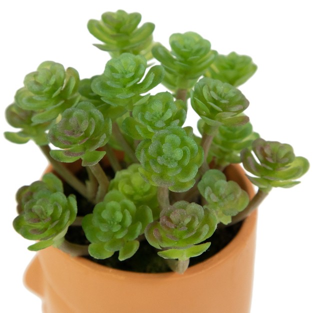 Mini Artificial Succulent In Face Planter Pot