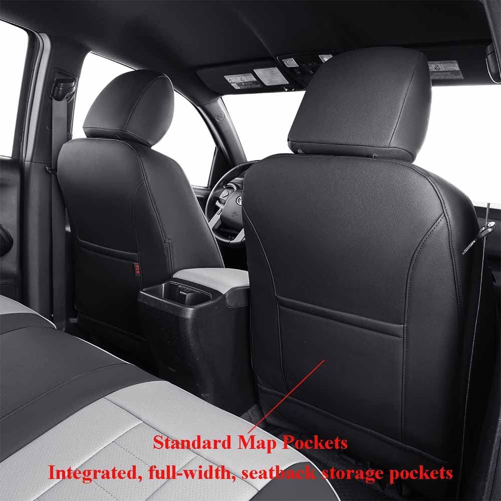 EKR Custom Fit 4Runner Car Seat Covers for Toyota 4Runner 2011-2023- Full Set Leather Auto Seat Covers(Black/Gray)