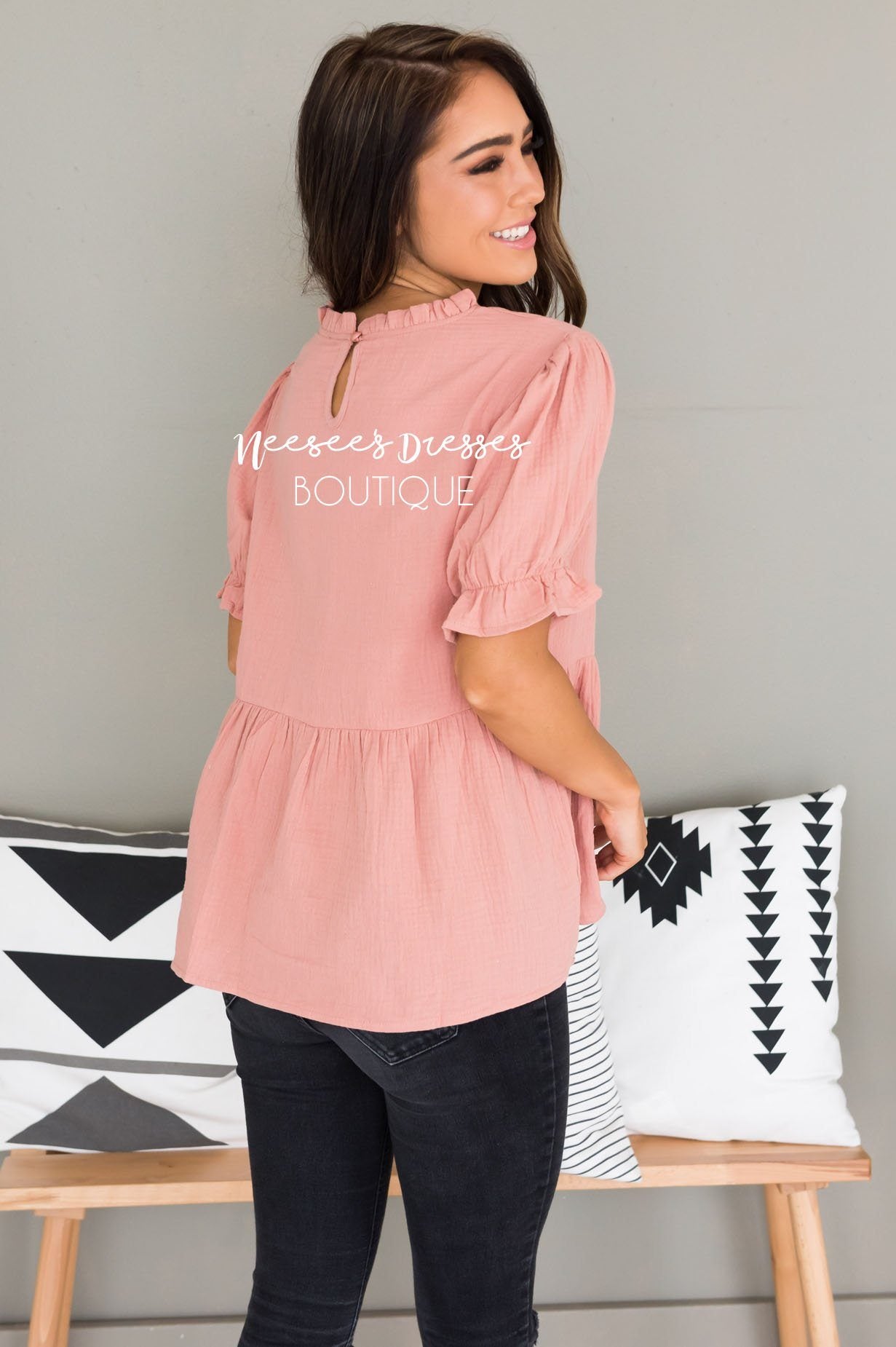 Having Fun Modest Peplum Blouse