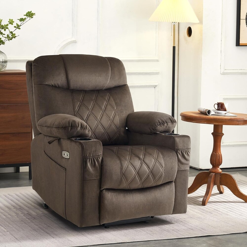 Small Dual Motor Power Lift Recliner Chair with Massage Dual Heating  Adjustable Headrest for Elderly People Fabric 7222