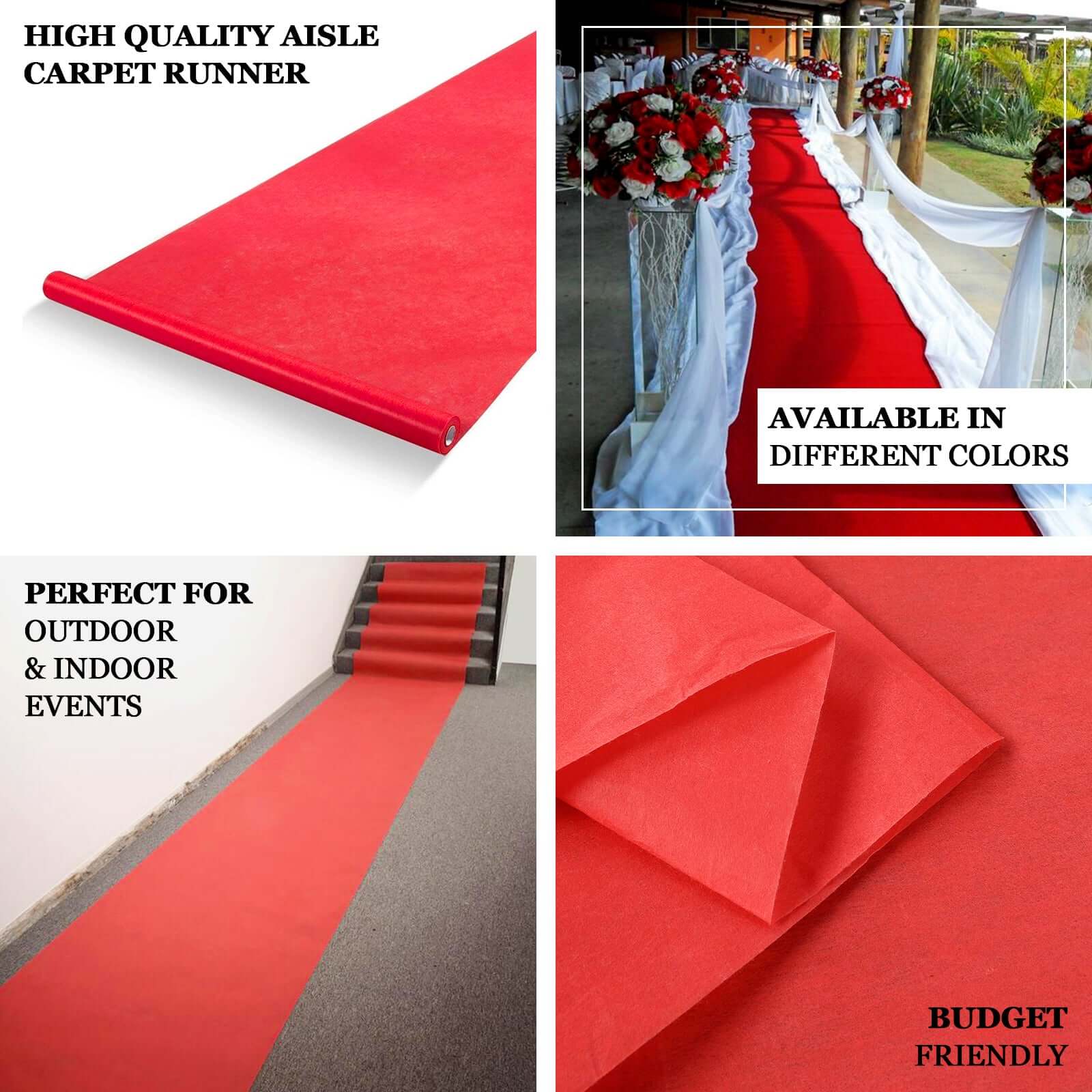 Hollywood Red Carpet Runner for Party, Red Rayon Wedding Aisle Runner 3ftx100ft