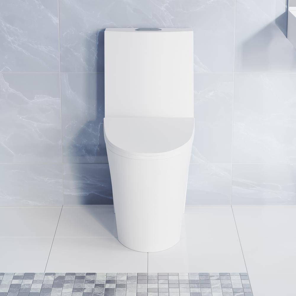 Swiss Madison St. Tropez 1-Piece 1.1 GPF1.6 GPF Dual Flush Elongated Toilet in Matte White Seat Included SM-1T254MW