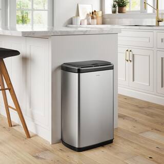 KRAUS Garbage Pro Rectangular 13 Gal. Motion Sensor Trash Can in Stainless Steel with Soft Shut Lid KTCS-10SS