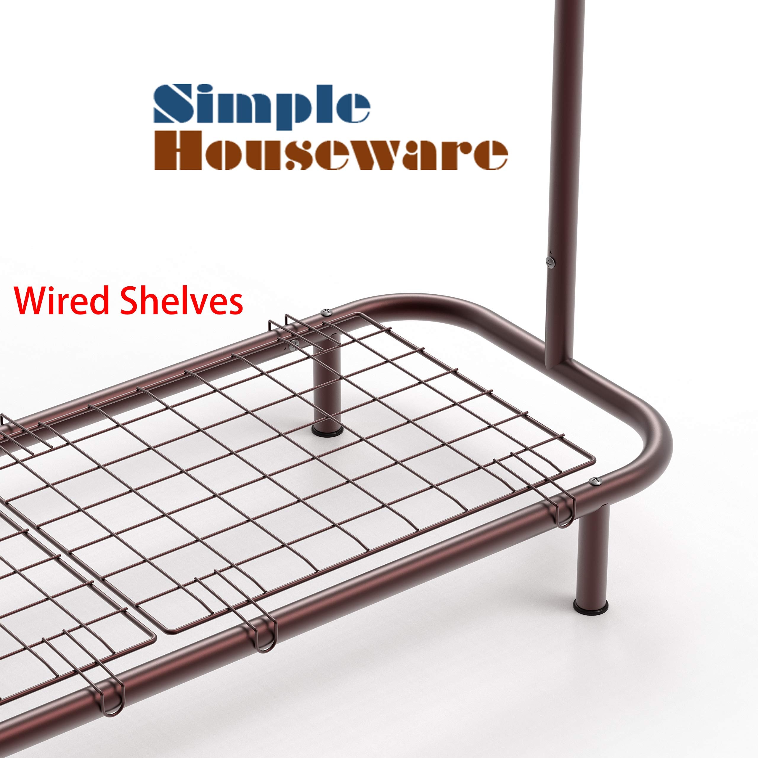 SimpleHouseware Industrial Pipe Clothing Garment Rack with Bottom Shelves, Bronze