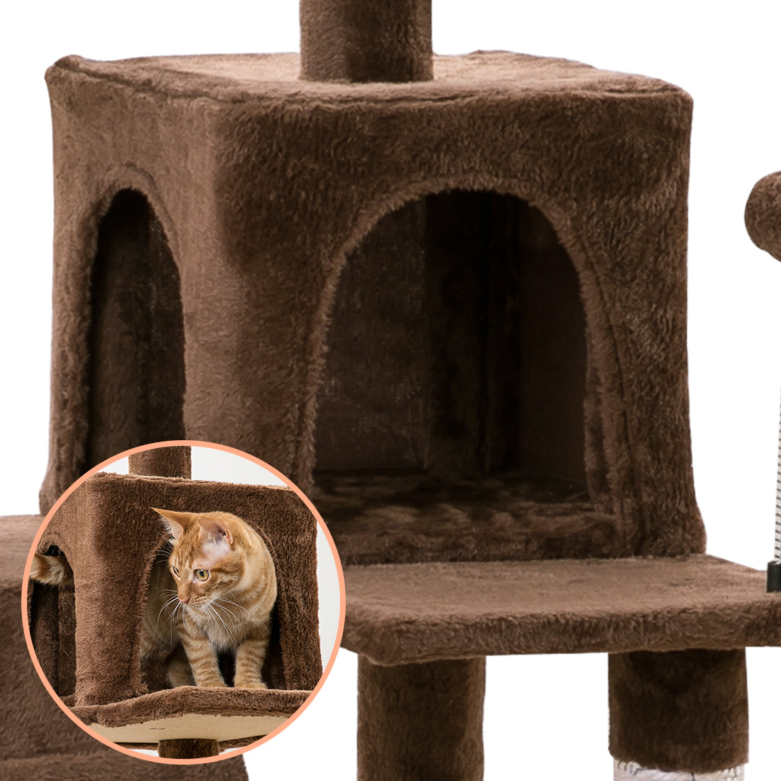 MWPO 63.8-in Multi-Level Cat Tree with Condo and Scratching Post Tower,Brown