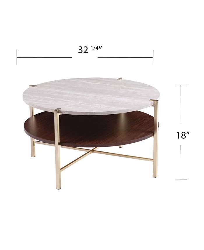 Southern Enterprises Valera Round Faux Marble Cocktail Table