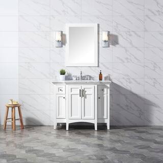 Home Decorators Collection Sassy 42 in. W x 22 in. D x 35 in. H Bath Vanity in White with Marble Vanity Top in White with White Sink Sassy 42