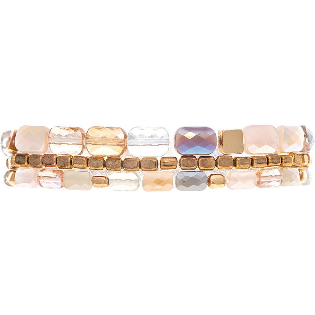 Rain Gold Natural Fire Polish Facet Beads Bracelet