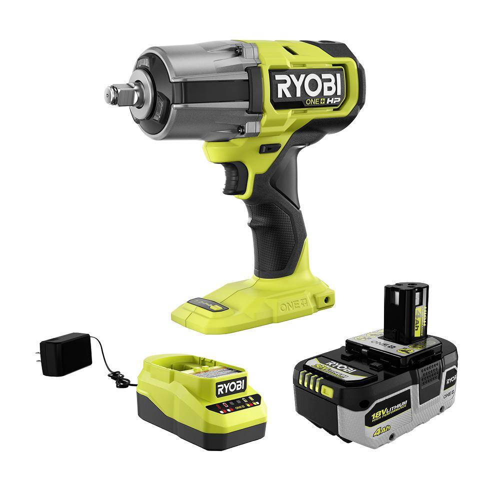 RYOBI ONE+ 18V Brushless Cordless 4-Mode 12 in. High Torque Impact Wrench Kit with 4.0 Battery and Charger PBLIW01K1