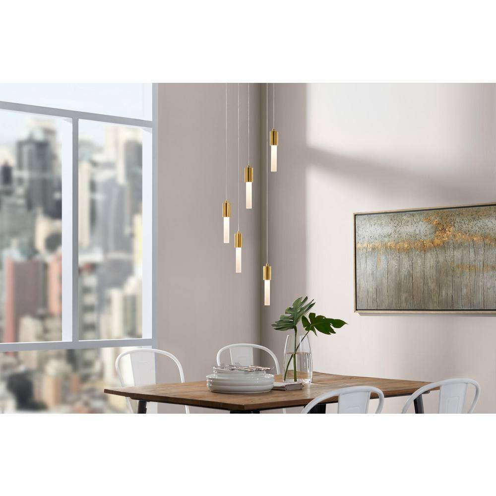 Hampton Bay Bellingham 30-Watt 5-Light Integrated LED Gold Cluster Pendant HD7972B