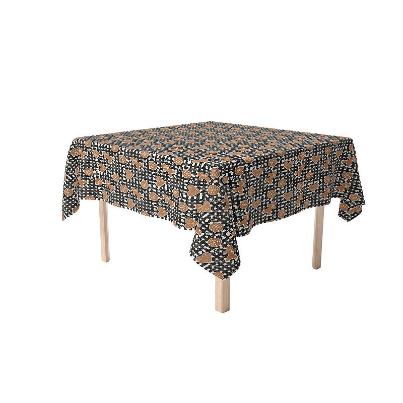 Square Tablecloth， 100% Polyester， 70x70， Gingerbread Plaid