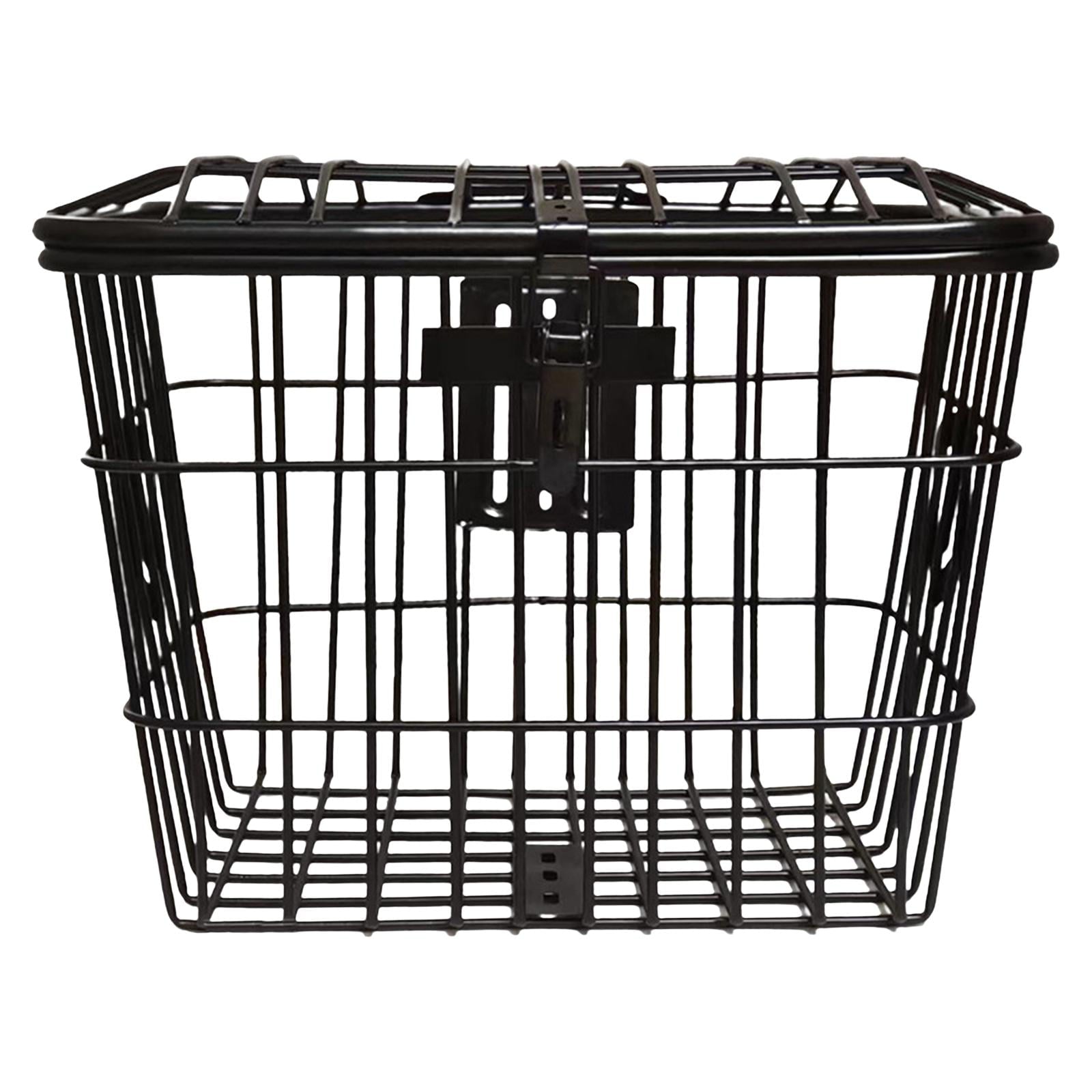 Metal Bike Basket Cycling Carrier Detachable with Mounting Screws Large Space Heavy Duty Front Rear for Mountain Bikes Tricycles Scooters