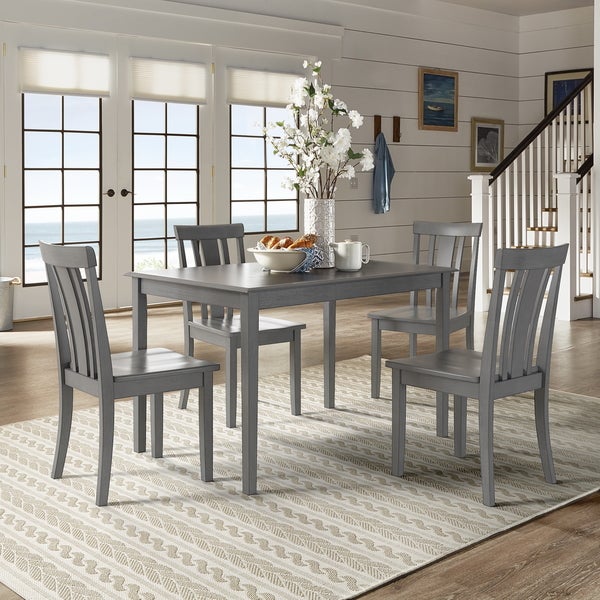 Wilmington II 48-Inch Rectangular Antique Grey 5-Piece Dining Set by iNSPIRE Q Classic