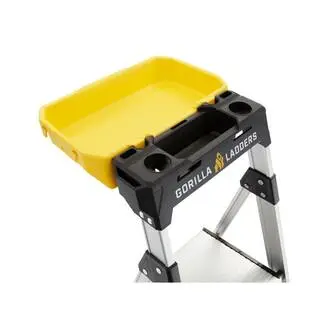 Gorilla Ladders 4 .5 ft. Aluminum Dual Platform Step Ladder with Project Bucket ( 9 ft. Reach ) 250 lbs. Capacity Type I Duty Rating