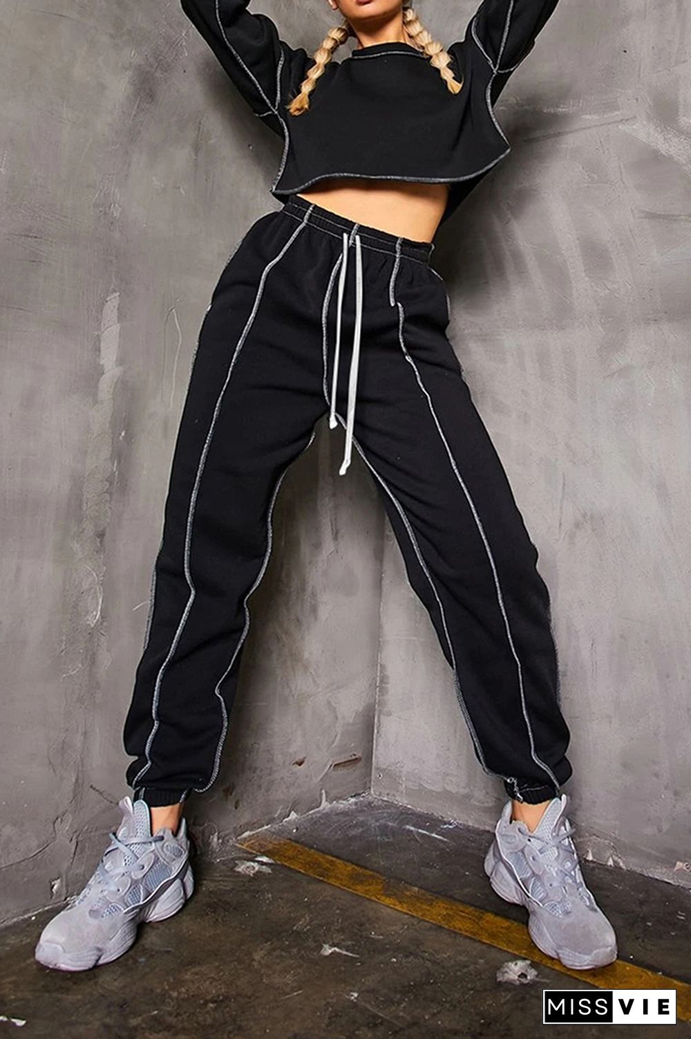 Long Sleeve Crop Tops & Pants Sports Set Wholesale