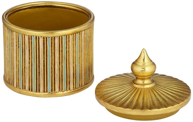 Kensington Hill Tomak Gold 3 piece Pillar Candle Holder And Jar W Lid Set